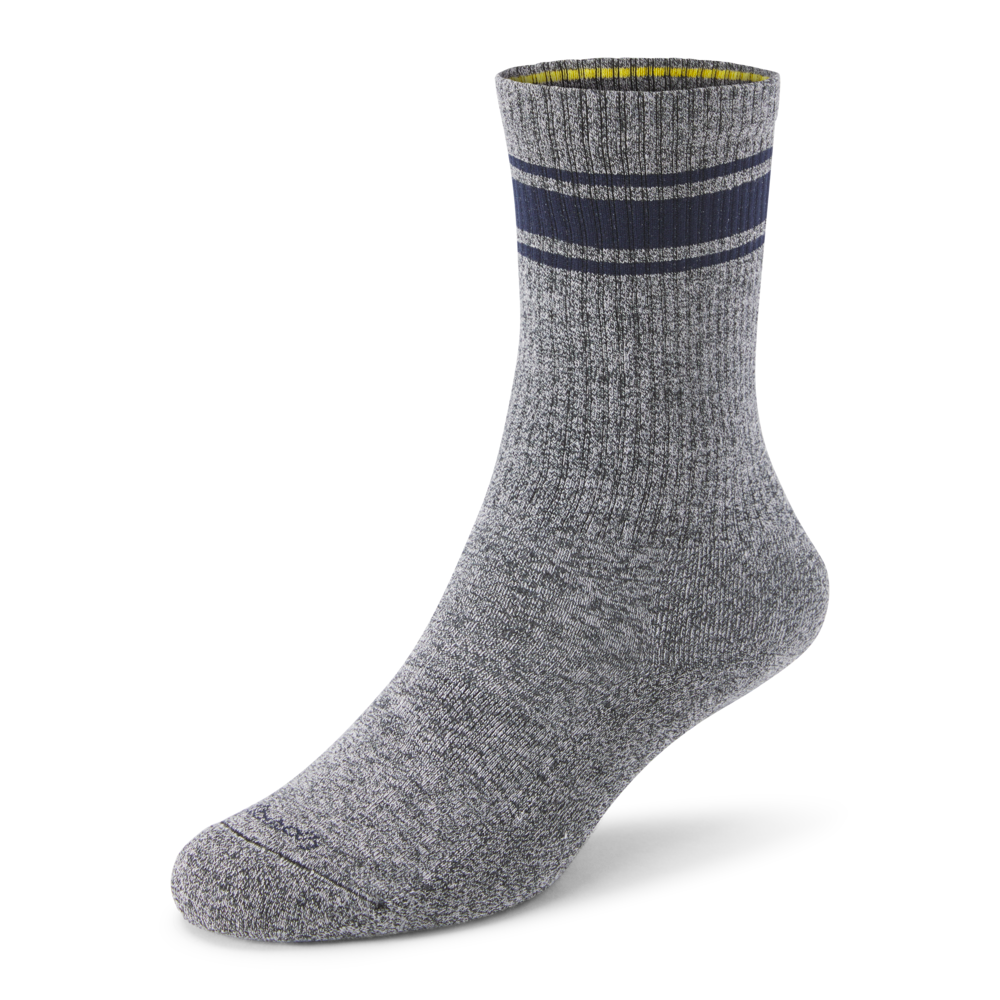 Anytime Crew Sock - Natural Grey Heather/Deep Navy - Image 1