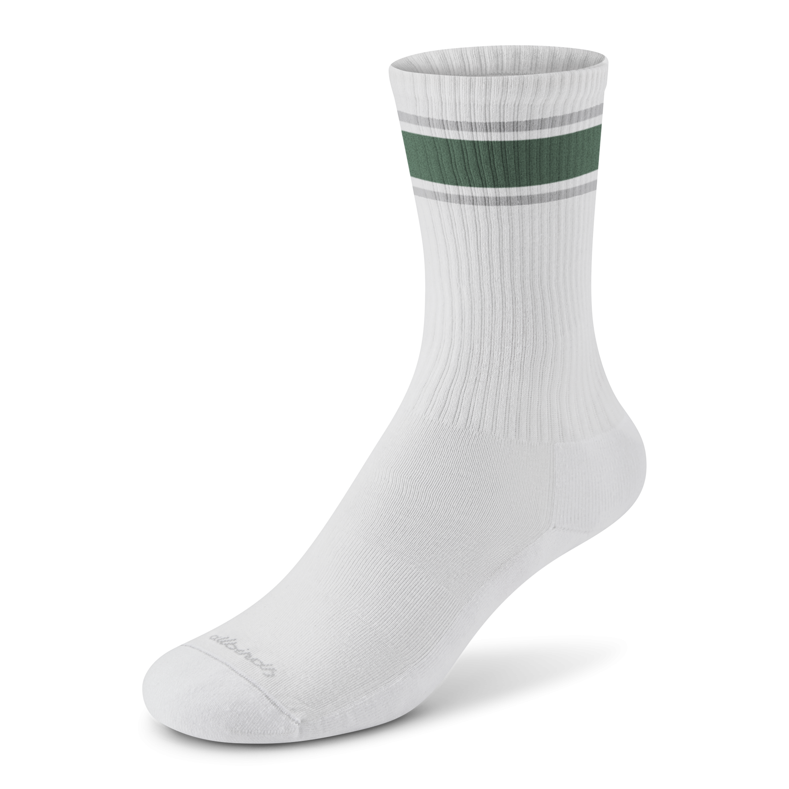 Anytime Crew Sock - Blizzard, Verdant Green (Light Grey Sole) - Image 1